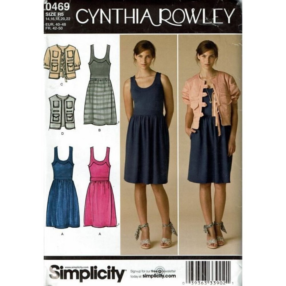 Simplicity Sewing Pattern 0469 2443 Dress Jacket‎ Vest Misses Size 14-22